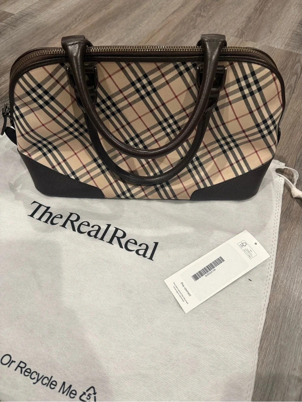 Burberry Nova Check Canvas Leather Handbag